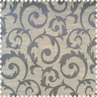 Navy blue cream color traditional design texture finished surface shiny swirls pattern polyester main curtain